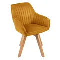 Produktbild: Riess Ambiente Drehbarer Design Stuhl Livorno senfgelb Samt Buchenholz Beine Esszimmerstuhl Küchenstuhl