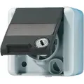 Produktbild: Jung 820NAWSL Schutzkontakt-Steckdose, mit Schriftfeld, Klappdeckel, mit Sicherheitsschloss, IP 44, WG 800
