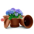 Produktbild: BigDean 4 Stück Blumentopf mit Untersetzer rund ø 30 cm Terracotta – wetterfester Pflanzkübel Made in Europe