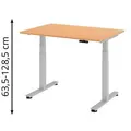 Produktbild: Hammerbacher Schreibtisch XDSM 12, buche / silber, elektrisch verstellbar, 120 x 63,5-128,5 x 80cm
