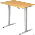 Produktbild: HAMMERBACHER Schreibtisch Schreibtisch 120x80x62-127cm Buche/silber elektrisch höhenverstellbar
