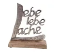 Produktbild: formano Schriftzug Lache Liebe Lebe aus Aluminium/Mango Holz Deko Aufsteller Tischdeko Wohndekoration (18cm)