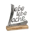 Produktbild: Formano Lebe Lebe Lache auf Fuß Alu Mangoholz 18 cm Deko Geschenk Skulptur
