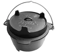 Produktbild: Grillfürst Dutch Oven DO 4 Sonderedition Klaus Grillt - stabil stehender Feuertopf durch speziell entwickelte T-Füße, hitzebeständiger Gusseisen Topf, Deckel als Pfanne nutzbar, ca. 4 Liter