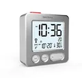 Produktbild: Technoline moderner Funkwecker mit gebürsteter Echtmetall-Front, Silber, 66 x 21 x 66 mm