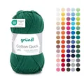 Produktbild: Gründl Wolle Cotton Quick uni - dünne Wolle zum Häkeln - Strickgarn - Häkelgarn - Glänzend und hautfreundlich - 100% Baumwolle - 1 Knäuel 50 g / 125 m - Nadelstärke 3-4 - tannengrün