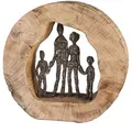 Produktbild: Skulptur Familie, Hellbraun, Bronze, Holz, Metall, Mangoholz, massiv, 30x28x7 cm, Dekoration, Skulpturen & Dekoobjekte, Skulpturen