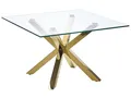 Produktbild: Couchtisch transparent Glas mit Metallgestell quadratisch 70x70cm gold Starlight