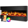 Produktbild: Kesser® Wandkamin Elektrokamin 3d Elektrischer Kamin Mit Heizung 9 Farbmodi Led Flammeneffekt   900/1800 W Kaminofen Wand Und Einbaukamin Wandmontage   Schwarz / 138 Cm
