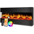 Produktbild: Kesser® Wandkamin Elektrokamin 3d Elektrischer Kamin Mit Heizung 9 Farbmodi Led Flammeneffekt   900/1800 W Kaminofen Wand Und Einbaukamin Wandmontage   Schwarz / 138 Cm