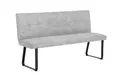 Produktbild: byLIVING Bank TALEA / gepolsterte Sitzbank 160 cm / Webstoff-Bezug hellgrau / Metall Gestell schwarz pulverbeschichtet / Bank mit Rückenlehne / Wartebank / Esszimmerbank / 160 x 92 x 59 cm (BxHxT)