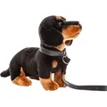 Produktbild: Uni-Toys - Dackel mit Leine - 27 cm (Länge) - Plüsch-Hund - Plüschtier, Kuscheltier