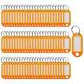Produktbild: 100 Stück Schlüsselanhänger Tags Key Labels Kunststoff Schlüsselanhänger ID Tags Namensschilder Gepäckausweis mit Etiketten Spaltring Schlüsselanhänger, orange