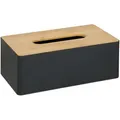 Produktbild: Relaxdays Tücherbox mit Deckel aus Bambus, fürs Bad, modernes Design, Kunststoff, HxBxT: 10 x 26 x 14 cm, schwarz/natur