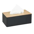 Produktbild: Relaxdays Tücherbox mit Deckel aus Bambus, fürs Bad, modernes Design, Kunststoff, HxBxT: 10 x 26 x 14 cm, schwarz/Natur