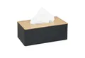 Produktbild: relaxdays Papiertuchbox Schwarze Tücherbox mit Bambusdeckel