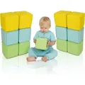Produktbild: alldoro Softbausteine-Set, 12 weiche Schaumstoffwürfel für Babys und Kinder ab 0 Jahren, mit abwaschbarem Kunstleder, 14 x 14 cm, sicher & leicht