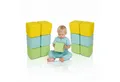 Produktbild: alldoro 12 weiche Softbausteine aus Schaumstoff, 14x14 cm, Türkis, Gelb & Grün Spielbausteine, Schaumstoff-Bausteine für Kinder & Babys ab 0, Kunstleder abwaschbar