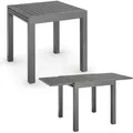 Produktbild: Gartentisch Laki 70x70 Cm Ausziehbar - Aluminium Esstisch Zum Ausziehen - Große Tischplatte - Alu Tisch Balkonmöbel Gartenmöbel Anthrazit - Juskys