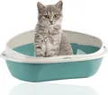 Produktbild: Rohrschneider Eckiges Katzenklo | Katzentoilette für große Katzen | Katzenklo mit hohem Rand | platzsparende Ecktoilette Katze | Katzenklo in modernen Design | Katzentoilette groß, Farbe:blau