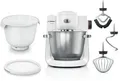 Produktbild: BOSCH Küchenmaschine Serie 6 MUMS6EW18, 2 Schüsseln (Edelstahl, Kunststoff), Deckel, weiß, 1600 W, 5,5 l Schüssel, Knethaken/Rühr-/Silikonbesen
