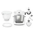 Produktbild: Bosch Küchenmaschine Serie 6, 2 Schüsseln 5,5 l (Edelstahl, Kunststoff), 7 Stufen, Planetenrührwerk, Knethaken/Rühr-/Silikonbesen spülmaschinenfest, weiß, MUMS6EW18