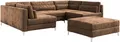 Produktbild: DELIFE Sofa Elio Lederimitat Vintage Braun Antik 300x185 cm mit Hocker Wohnlandschaft