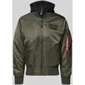 Produktbild: Alpha Industries Bomberjacke mit Kapuze und Label-Stitching in Dunkelgruen, Größe M