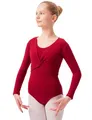 Produktbild: tanzmuster ® Kinder Ballett Langarm Top - Mia - mit Twist (Wickeloptik) - aus sehr weichem und festem Baumwollstoff - in burgunder, Größe:140/146