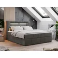 Produktbild: Boxspringbett 180x200 mit Led, Polsterbett mit LED Kopfteil - Multipocket-Matratze - Doppelbett - GOLD-5 - 180x200 - Dunkelgrau - Velvet - H3 - Dunkelgrau