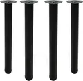 Produktbild: Tischbein 4er Set Schwarz matt Metall Ø60mm 710mm höhenverstellbar Tischgestell