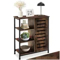 Produktbild: tectake® Industrial Sideboard, Kommode Schlafzimmer mit 3 Fächern und Schrankfach, TV Schrank 71 x 32 x 82 cm, Flur Möbel, Wohnzimmerschrank, Cabinet (Tür rechts, Industrial Dunkelbraun)