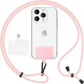 Produktbild: HoldMe Air Edition - Universal Lanyard mit 2 Pads & Karabinerhaken (matt-schwarz) - 160cm Handyband zum Umhängen - Pastell Rosa