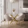 Produktbild: Runder Tisch BEIRA 90 cm Glasplatte, Beine goldfarben verchromt - Gold