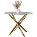 Produktbild: Lookway Esstisch, Gold, Glas, Uni, Rund,Rund, 90x72x90 cm, Esszimmer, Tische, Esstische
