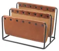 Produktbild: Kobolo Zeitungsständer aus Metall und Kunstleder braun mit Zwei Fächern 38x25x27cm
