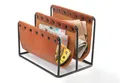 Produktbild: Kobolo Zeitungsständer Magazinsammler aus Metall und Kunstleder braun 38x25x27cm (kein Set)