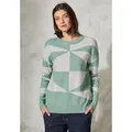 Produktbild: Strickpullover CECIL, Damen, Gr. XXL (46), grün (glaced grün melange), Web, 37% Baumwolle, 34% Polyacryl, 26% Polyester, 3% Elasthan, gemustert, gerade normal, Rundhals, Rippbündchen, Pullover Strickpullover, im soften Baumwoll-Mix