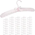 Produktbild: 50 X Kleiderbügel Satin, Weich Gepolstert, 360° Drehbarer Haken, Dekorative Schleife, Satinbügel, 38 Cm Breit, Rosa