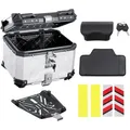 Produktbild: VEVOR Motorrad-Topcase Motorradkoffer 45 L Heckbox aus Aluminiumlegierung mit Lederfutter, abnehmbare Motorrad-Topbox mit Schloss & Rückenpolster, Helmkoffer (435 x 378 x 348 mm) Silber