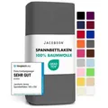 Produktbild: Jacobson Spannbettlaken aus 100% Baumwolle, Jersey Bettlaken 160 g/m2, Spannbetttuch mit Gummizug, OEKO-TEX®, pflegeleicht, viele Farben grau 120 - 130 cm x 200 cm