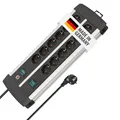 Produktbild: Brennenstuhl Premium-Alu-Line Steckdosenleiste 12-Fach/Mehrfachsteckdose aus hochwertigem Aluminium (mit 2 Schaltern für je 6 Steckdosen und 3m Kabel, Made in Germany)