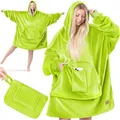 Produktbild: KESSER® Hoodie Decke Kuscheldecke mit Ärmeln Deckenpullover Vielseitig Tragbare Decke zum Anziehen für Damen & Herren, Sweatshirt Warm Kuschelpullover Erwachsene weich Ärmeldecke Oversize Kiwi