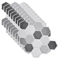 Produktbild: Sechseckige Wandfliesen zum Abziehen und Aufkleben PVC 30 cm 3D-Klebefliesen ...