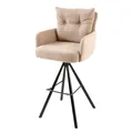 Produktbild: Drehbarer Design Barhocker Big George - Champagner beige Samt - Federkern mit Armlehnen