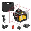 Produktbild: Stabila 12-V-System Kreuzlinienlaser LAX 600, selbstnivellierend, 3 x 360° rote Laserlinien, max. Reichweite: 30 m, CAS-Akku und -Ladegerät (EU), Universal- Wandhalterung, Tragekoffer, 19793, Gelb