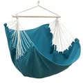 Produktbild: AMANKA XL Hängesessel Blau 155x125 cm belastbar bis 150kg für 2 Personen – Hängesitz ideal zum Lesen & Entspannen – Sessel für drinnen – dekorativer Hängestuhl als Sitzsack zum Hängen