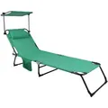 Produktbild: Ambia Garden Gartenliege, Grün, Metall, Kunststoff, Textil, Füllung: Polyester, 55x24x185 cm, UV-beständig, rostfrei, klappbar, Rückenlehne verstellbar, Gartenmöbel, Gartenliegen