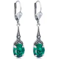 Produktbild: Jugendstil Ohrringe Markenkristalle Silber Grün Emerald Silber-Ohrhänger NOBE...