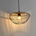 Produktbild: LQWELL® E27 Hängelampe Schwarz, Retro Pendellampe Hängeleuchte Vertigo Lampe Höhenverstellbare Kronleuchter Metall Rattan, für Wohnzimmer Schlafzimmer Esszimmer Cafés Studio Bartheke